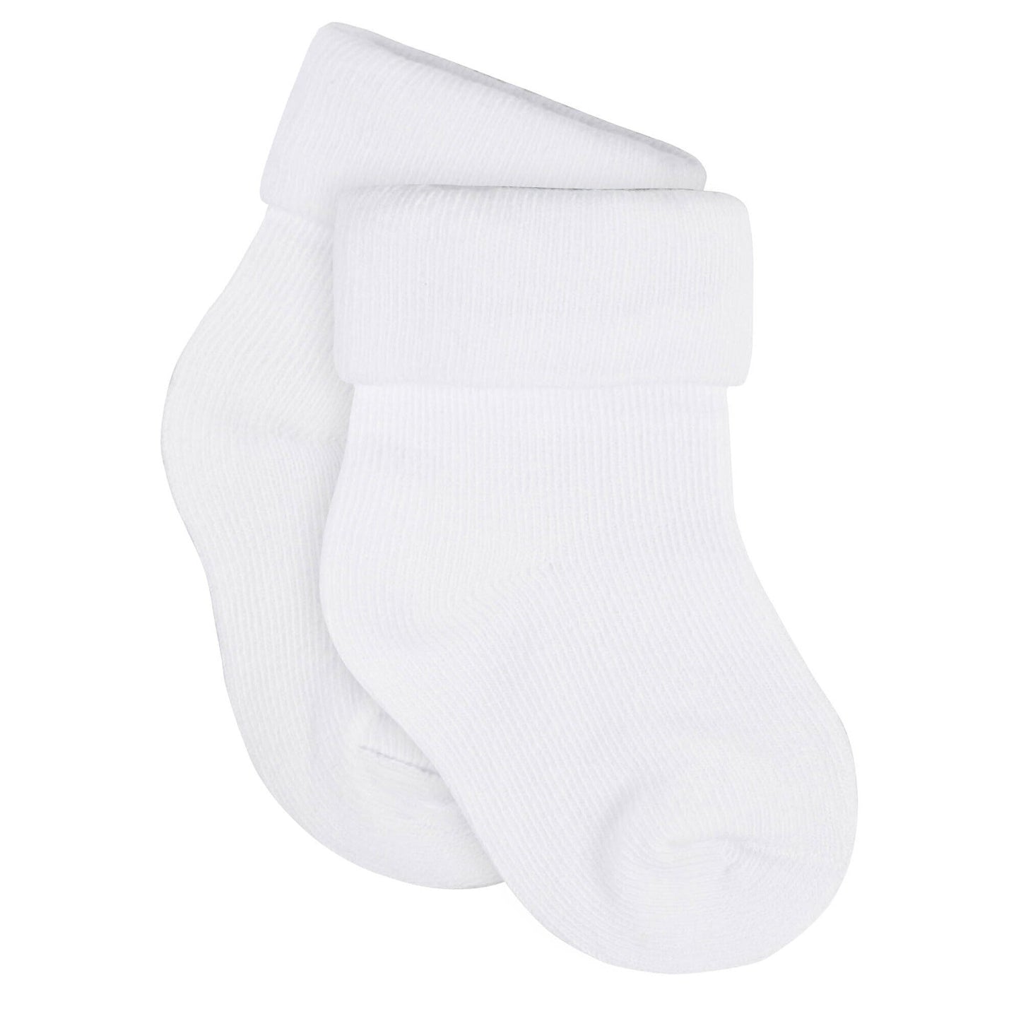 12-Pack Baby Neutral White Jersey Cuffed Bootie Socks